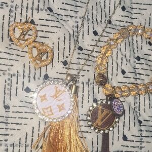 Louis Vuitton Gold and Brown Necklace Set
